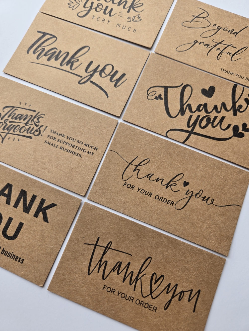 25 Assorted Kraft Thank You Cards Small Business Order Inserts 3.5” x 2” New - Picture 3 of 4